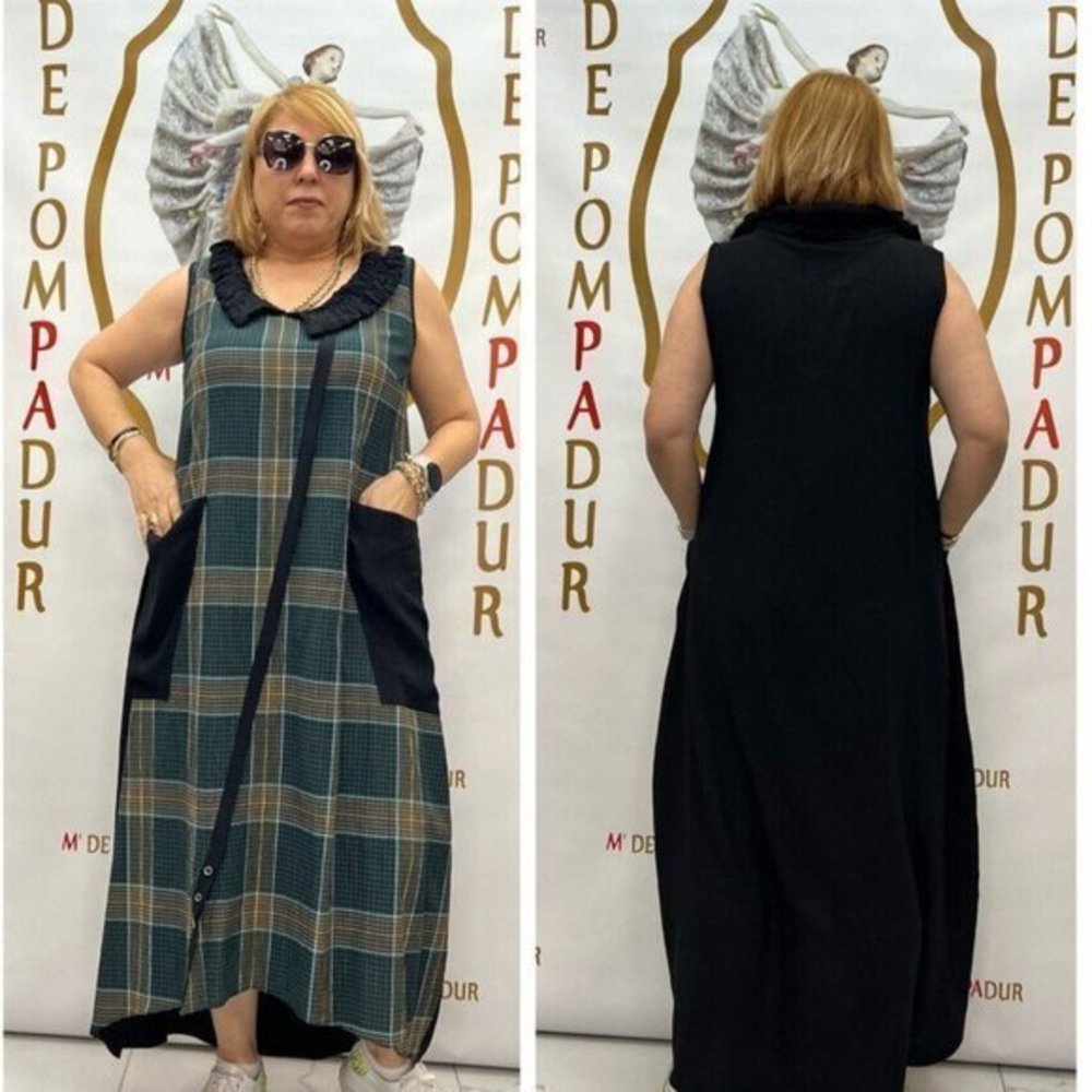 Women's Dolores sleeveless Green and Black Maxi Dress Perfect